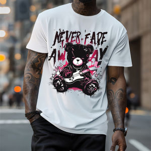Bear Print T-shirts for Men Summer Man Clothes O-Neck Mens Short Sleeve T-shirt Simple Graphic T shirts Street T-shirts for Men