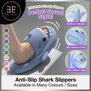 [SG Seller] Adult Couple Hot Selling Cartoon Shark Slipper Indoor and Outdoor Shark Couple Slippers Anti-slip Soft