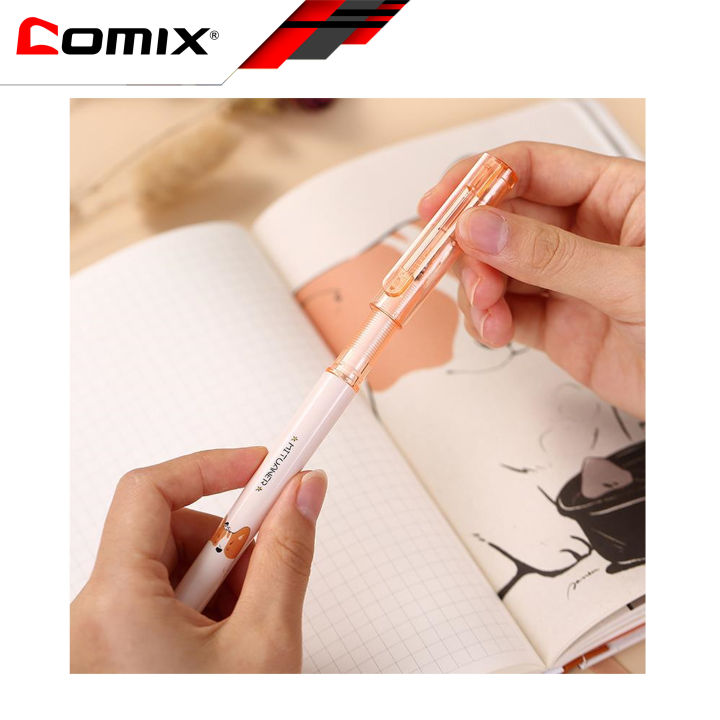 Comix MTGP504 Corgi Dog Design Gel-ink Pen with Cap Black