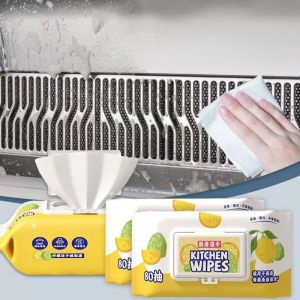 Kitchen Cleaning Wipes Degreasing Wipes Grease Remover Wipes Powerful Oil Stain Removal Multipurpose Wet Wipes for Stove Range Hood Countertop and Cookware