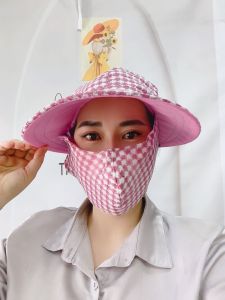 Nón chống nắng nữ rộng vành kèm khẩu trang chống nám sạm da chống tia UV vải kim cương  Kim Yến Mẹ và Bé