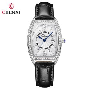 CHENXI Women Fashion Watches Luxury New Fashion Ladies Watch Silver Square Diamond Watches For Women Date Quartz