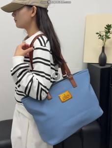 ALO Classic Canvas Tote Bag Women Stylish Handbag With Faux Leather Shoulder Handles For Daily Work