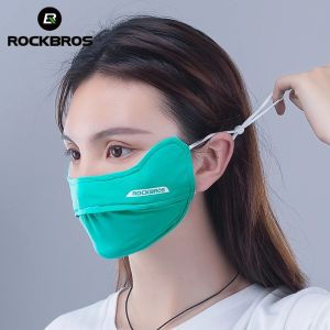 ROCKBROS น้ำแข็งผ้าไหมหน้ากากป้องกันรังสียูวีป้องกันแสงแดดล้างทำความสะอาดขี่จักรยานหน้ากาก