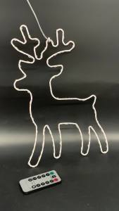 Christmas Reindeer Window Light Silhouette Decoration Multicolor LED USB Powered 8 Modes Fairy Lights With Remote For Indoor Outdoor Yard Garden Party Decor 32cm
