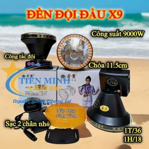 Đèn đội đầu kín nước siêu sáng X9 9000W chóa đèn 11cm có 2 chế độ sáng dùng đi đêm đi rừng soi ếch