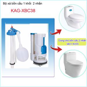 [HCM]Bộ xả cầu 1 khối KAG-XBC38 Ruột két nước cầu liền khối thấp 20cm 2 chế độ xả 3-6L nhấn êm thoát tốt màu xanh biển không ố vàng