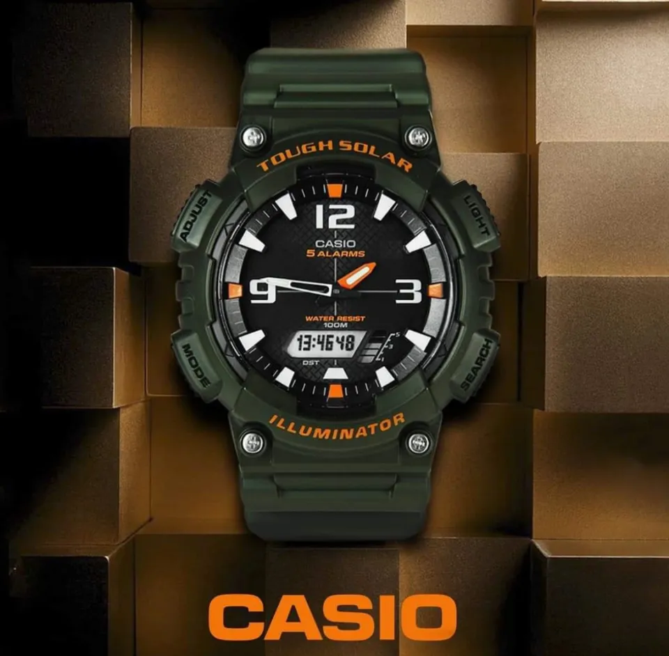 100% Original) Casio AQ-S810W-3A Solar Power Digital Analog  display picture 3