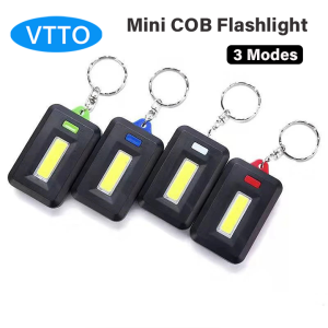 VTTO 1PCS Mini Portable COB LED Flashlight Keychain Torch Emergency Camping Flash Light Mode Lamp 3 Modes Pocket Lantern Outdoor Tools