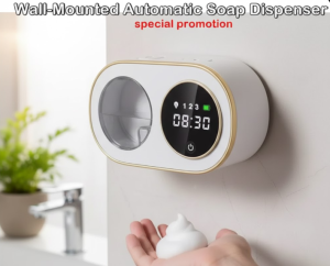 [SG Stock] Smart Wall-Mounted Automatic Soap Dispenser | 3000mAh Rechargeable Foam Dispenser | 320ml Touchless Sensor Soap Machine with Temperature Display