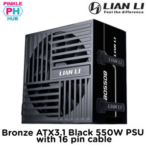 PinkleHub | Lian Li Bronze ATX3.1 Black 550W PSU with 16 pin cable PSU