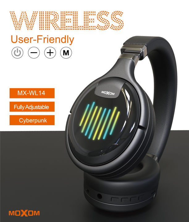 MOXOM Rainbow Wireless Headphone Hi-Fi w/ LED Light Effect