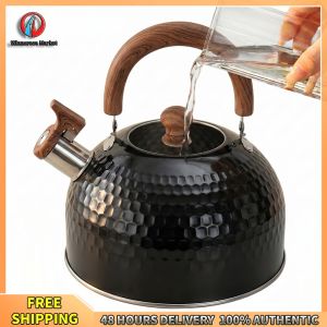Winnereco Stovetop Stainless Steel Kettle 3L with Whistle and Anti-hot Handle for Boiling Water Coffee and Milk in Camping
