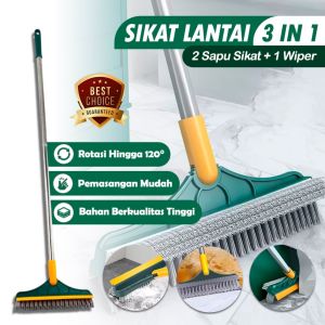 SN 3 In 1 Sikat Wiper Lantai Rumah Serbaguna – Pembersih Lantai Kamar Dapur Toilet Sikat Wiper Jendela 3 Fungsi Sikat Kamar Mandi Alat Sikat Dorong Lantai