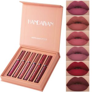 HANDAIYAN 6Pcs/set Matte Lip Gloss Set Liquid Lipstick Waterproof Long Lasting Moisturizing Lipstick Women Lip Tint Beauty