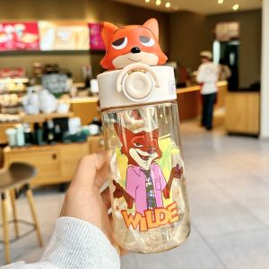 Zootopia Judy Nick Space Cup Cute Judy Girl High-value Plastic Cup Children School Straw Water Cup