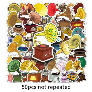 50pcs Retro Style Music Phonograph Stickers High-looking INS Style Vinyl Laptop Sticker
