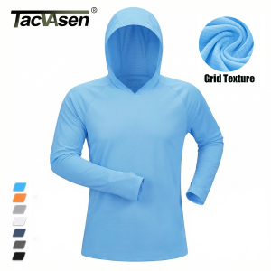 TACVASEN Lightweight Sun Protection Shirts Hoodie Mens UPF 50+ UV-Proof Fishing Travel T-Shirts Breathable Micro-grid T shirts2026