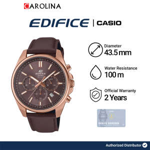 Jam Tangan Pria Casio Edifice Chronograph EFV-650CL-5A Brown Dial Brown Leather Strap