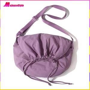【NEW】 Women Drawstring Shoulder Bag Solid Color Simple Crossbody Bag Adjustable Strap Drawstring Sling Bag Female Travel Bag