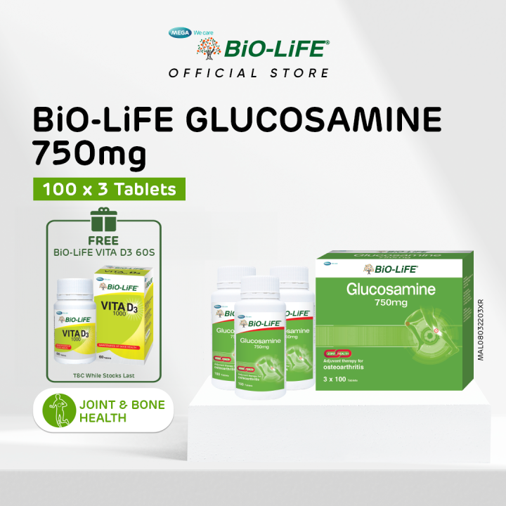 BiOLiFE GLUCOSAMINE 750MG 100SX3 (Expiry Date Jan 2026) Lazada