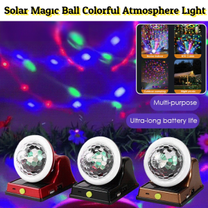 Solar Magic Ball Colorful Atmosphere Light 180° Rotatable Multi Level Atmosphere Light Ball Rechargeable Battery Solar Colorful Light