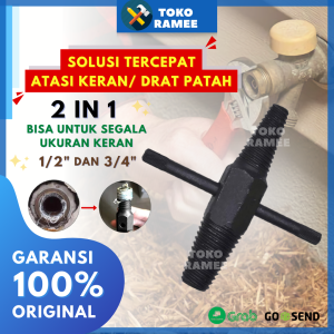 (2 in 1) Alat Pembuka Buka Pipe Extractor Keran Kran Air Drat Baut Patah Tembok Rusak 1/2 3/4