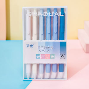 💎💫GROCELY💫💎 PULPEN MEKANIK MORANDI ISI 6 PCS TINTA HITAM MOTIF WARNA PASTEL 05 MM UJUNG RUNCINGAESTHETIC