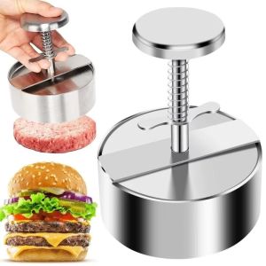 ZENGD 8/10/11/14cm Hamburger Press Mold Non-Stick Stainless Steel Rice Ball Mold Adjusted Round Burger Patty Maker for Kitchen Beef