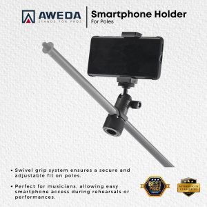 AWEDA Smartphone Holder with Swivel Grip System for Poles ( Phone Holder / Music Stand Microphone Stand )