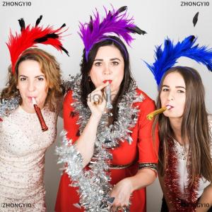 [COD] ZHONGYI0 Đầy Màu sắc lông Headband headdress trang trí vũ hội Headband bên khiêu vũ giai đoạn hiệu suất lễ hội Carnival phụ kiện