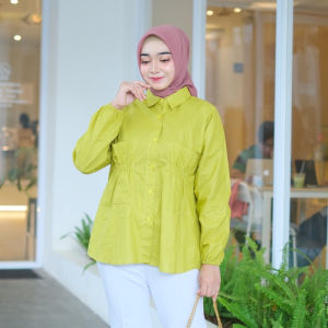 NADINE TOP / KEMEJA WANITA VIRAL KANTONG SERUT NADINE KATUN POPLIN PREMIUM 8070