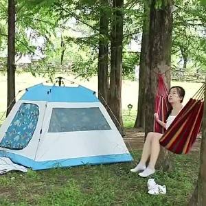 【Ready Stock】 Rainbow Hammock Outdoor Camping Canvas Fabric Striped Tree Swing Hanging Bed Gantung Tidur Fishing