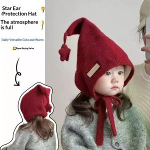 WELLNOW Thick Beanie Cap Windproof Soft Lace Up Bonnet  Star Pattern Ear Protection Hat Girls