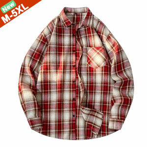 Fast Ship Plaid Shirts Men Casual Mens Shirts Male Spring Autumn Long Sleeves Shirts Flannel Clothes Youth Boy Japan Korea M-5XL