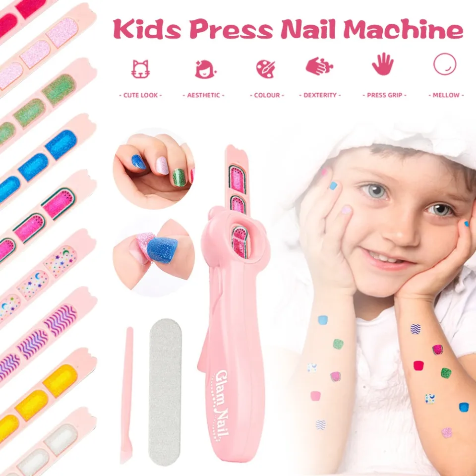 Kids Manicure Set Nail DIY Manicure Makeup Pretend Play Press Nail Machine  Nail Stamper Art Kit Toy Gift for Girls | Lazada