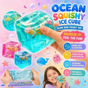 Ocean Squishy Stress Relief Ice Cube Slow Rebound TPR Sensory Fidget Toy Pocket