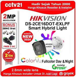 CCTV HIKVISION 2MP DS-2CE16D0T-EXLPF DUAL LIGHT COLORVU 24Jam Siang Dan Malam Teteap Berwarna Bonus 2 BNC+2 Jack DC Harga Khusus Jual Lagi Promo cctv21