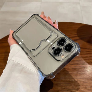 Airbag Card Holder TPU Phone Case For OPPO A5 A9 2020 A96 A7 A5S A12 A3S A12E A15 A54 A74 A95 A16 A16E A16K A36 A76 A53 A94 Reno 5 Lite 6Z 7Z RealMe C51 C53 C11 C20 C20A C21Y C35 C25 Narzo 50i F19 F19S Casing Clear Shockproof Wallet Pocket Soft Cover