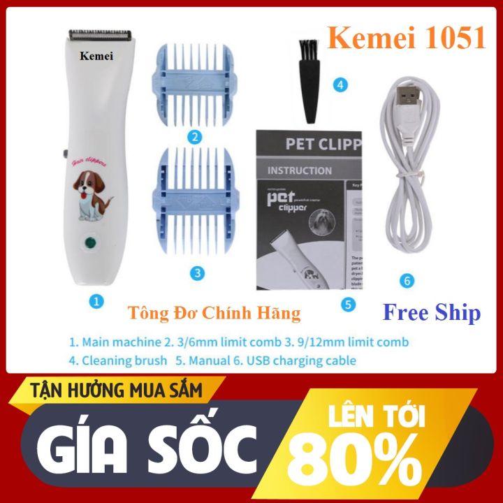 Tông Đơ Cắt Tóc Trẻ Em Nhẹ Nhàng Êm Ái Kemei 1051 Hình Chó Cưng Đáng Yêu Cho Bé [ Chính Hãng ]