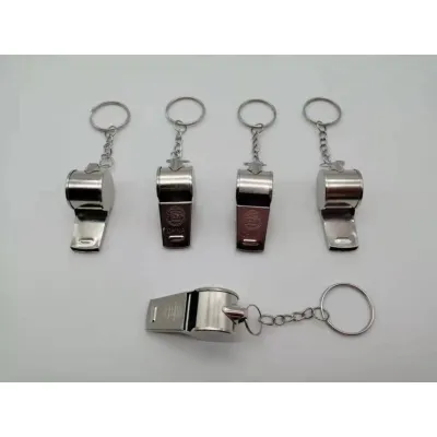 12PCS COD Referee Flat Plastic Pito Toy Keychain Plastic Whistle