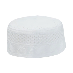 White Arab Brimless Hat Cultural Event Kufi Hat For Men Acrylic Fiber Traditional Dubai Hat Prayer Headwear For Daily Wear