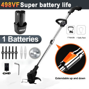 [High Quality] Mesin Rumput 998VF Lawn Mower Rechargeable Grass Cutter Cordless Grass Trimmer Electric Pemotong Rumput Multi-function Household Electric Grass Trimmer Cordless Lawn