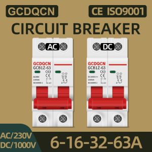 GCDQCN GCB1Z‑63 2P DC1000V Miniature Circuit Breaker DC isolation switch fault protection for home solar equipment and independent photovoltaic power supply setup