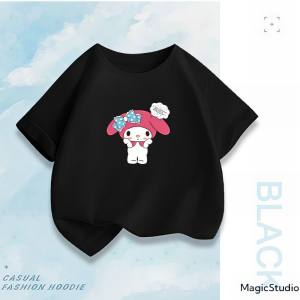 【Siap dikirim】 T-shirt lengan pendek katun longgar motif Melody Korea untuk Anak Perempuan usia 1-8 tahun. Baju Anak Perempuan