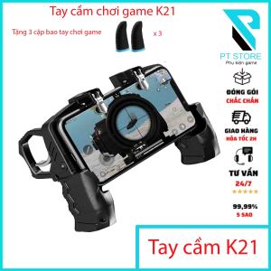 Tay cầm chơi game k21 - kèm nút bấm cho game PUBG ROS Free Fire..gắn điện thoại tiện lợi