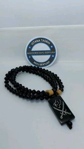 Tasbih Model Terbaru: Kalung Tasbih Butiran Wajik Kayu Galih Kelor Hitam