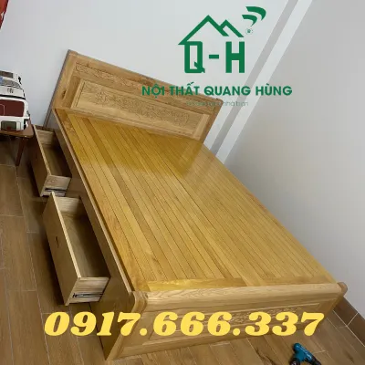 GIƯỜNG NGỦ GỖ SỒI CAO CẤP 1M8X2M MÀU VÀNG DÀNH CHO GIA ĐÌNH