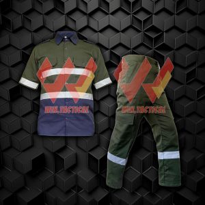 Seragam Safety Tangan Pendek Kombinasi - Seragam Proyek - Seragam Lapangan Skotlet - Wearpack Atasan - Katelpak Atasan Pendek