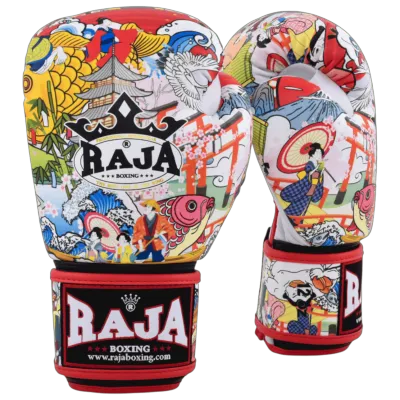 นวมมวยไทยลาย นวมลายแฟนซี นวมชกมวย สกรีนพิเศษ สวยๆ ลายญี่ปุ่น RAJA BOXING Fancy Gloves Muay Thai